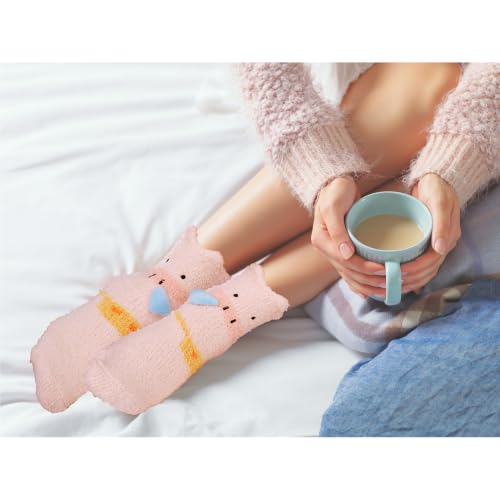 Image of Benefeet Sox Funny Animal Fuzzy Socks for Women Girls - Cute Fluffy Slippers, Cozy Warm Winter Plush Sleeping Socks