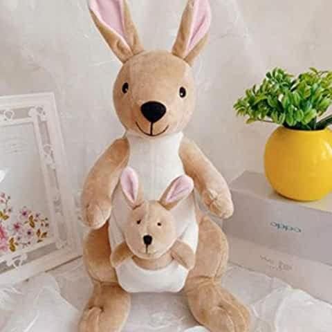 Cute Detective Cartoon Character Soft Stuffed Plush Animal Toy for Kids Home Room Decoration (Kangaroo)