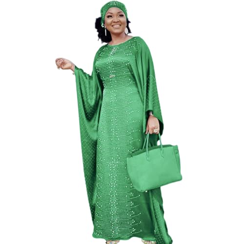 Image of HD African Dresses for Women Fashion Beading Rhinestone Kaftan Maxi Dress