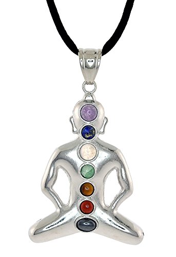 Mevoi Chakra-Variety Designs,Earth Stone Treasure Pendents-Free Silk Cord Chain (Buddha(38x45))