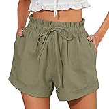 Cómo se llama la tela de algodón elástica: Descubre sus características y usos Pantalones cortos elásticos cómodos con cordón para mujer, pantalones de baño elásticos, bermudas, pantalones de tela para mujer, pantalones harén holgados para mujer, pantalones cortos básicos