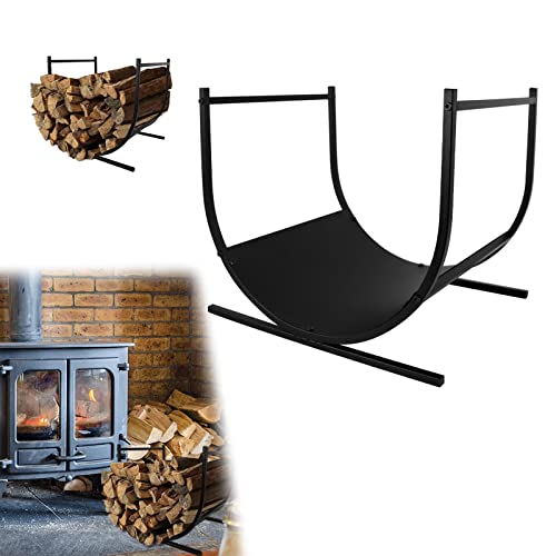 Aufun Panier à Bûches de Cheminée en Acier Inoxydable - Design Moderne en U - Bûches Robuste 45x38x40 cm - Métal Noir Résistant - Rangement Élégant...