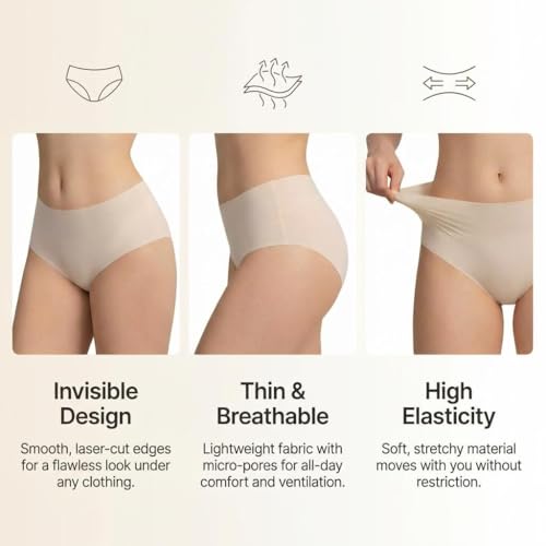 D.DUO Women's Disposable Underwear High-waist Travel Briefs(Beige XL) - image 3
