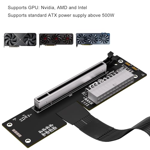 Image of NVME M.2 eGPU PCIe x16 Dock Compatible Extrenal Graphics Cards, PCIe 5.0 x4 | 128Gbps Bandwidth, with M.2 Riser Cable 50cm, External GPU Enclosure for Laptop NUC Mini PC, Support ATX Power Supply