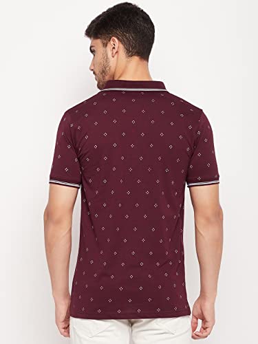 Image of UNIBERRY Men's Cotton Blend Half Sleeve Printed Polo Neck T-Shirt Has A Short Sleeve & Pocket On ChestBZRMT6-MR