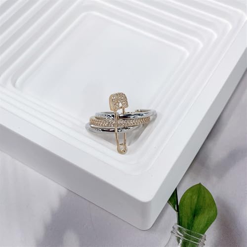 Layered CZ Safety Pin Stackable Open Rings for Women Fashion Gold Silver Plated Two Tone Cubic Zirconia Paved Engagement Promise Statement Band Finger Rings Unique Design Fashion Jewelry Size 73