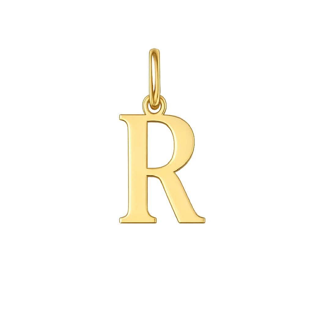 Rodium – Buchstabenanhänger R aus 585er Gelbgold – 14-Karat-Initialen-Anhänger für Halskette oder Armband – Geschenk für Frauen – hergestellt in Italien