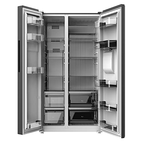 Cecotec-Frigorifico-Americano-2-Puertas-Bolero-CoolMarket-SBS-559-Dark-559-Litros-176-cm-de-Alto-y-90-cm-de-Ancho-Dispensador-de-Agua-LED-interior-Modo-Vacaciones-No-Frost-Gris-Oscuro