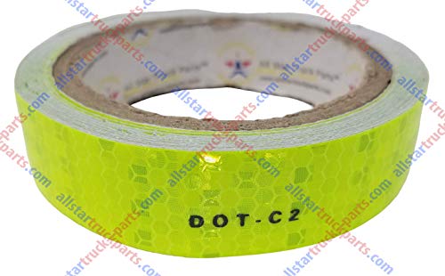 All Star Truck Parts RT-FY Fluorescent Yellow Green Reflective Tape Dot-C2 Conspiciuity Tape - Commercial Roll - Automobile Car Truck Boat Trailer Semi Construction Equipment Safety thumb #1