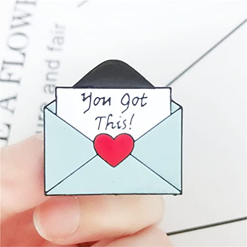 Image of ''YOU GOT THIS!'' Love Envelope Brooch Cute Heart Message Lapel Enamel Pin Badge Set Couple Brooch for Hat Jacket Cotton Shirt Skirt