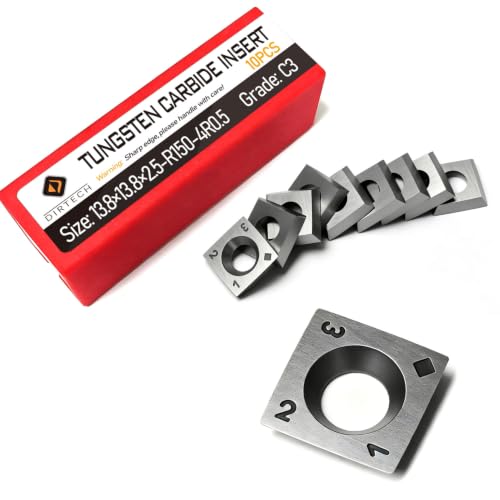 13.8mm Square Carbide Inserts Cutters Knives Blades with Radius 13.8×13.8×2.5mm-R150-4R0.5 for Woodworking Spiral/Helical Planer Cutter Head or Lathe Turning 10pcs