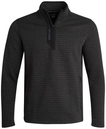 Spyder Mens Quarter Zip Pullover Sweatshirt - Grid Fleece Sweater Workout Shirts for Men - Quarter Zip Pullover Men Apparel