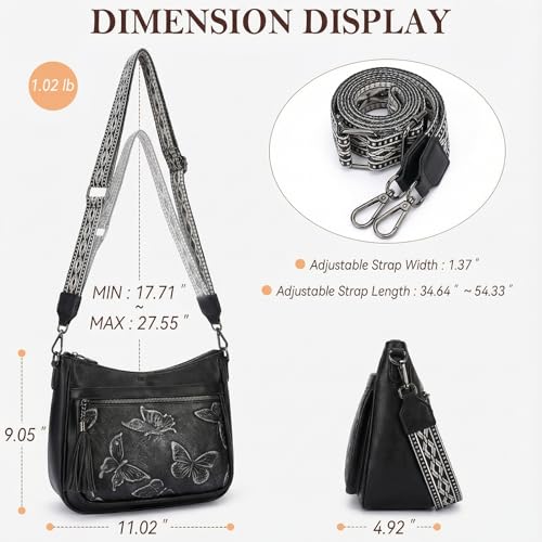 Image of BELTANA Crossbody Bags for Women Trendy Vegan Leather Hobo Purses Medium Butterfly Cross Body Purse with Wide Strap | Adjustable Strap