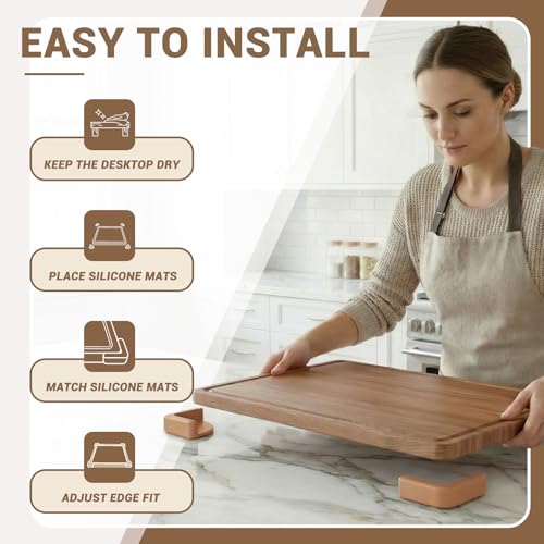 Silicone Non-Slip Feet for Titanium Cutting boards, Non-Slip Rubber Cutting Board Feet, Durable Anti-Slip Cutting Board Pads for Wooden & Plastic Boards (Brow) miniatura 5