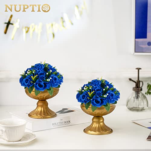 Nuptio Flower Balls For Wedding Centerpieces - 2 Pcs 9.5 Inch Diameter Fake Flower Ball Arrangement Bouquet Party Centerpieces For Tables - Royal Blue Rose Bouquet Centerpiece Flowers For Table #TOP3
