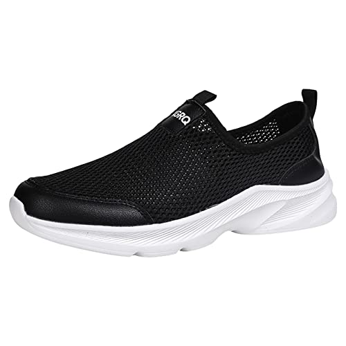 Slip On Zapatillas Zapatos Deportivos para Hombre, de Moda, Color y sólido, elpatrón de Verano, Malla Gruesa Antideslizante, Transpirable y cómodo (Black, 44)