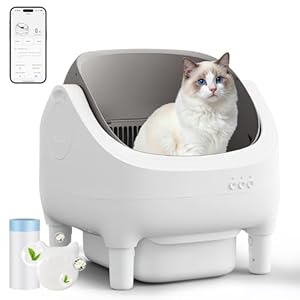 TRIUMPHKEY Selbstreinigende Katzentoilette, App-Steuerun... offene Katzenklo selbstreinigend, Katzenklo XXL, 15 kg große Katze, 15 Tage selbstreinigendes, Für Mehrere Katzen elektrisches katzentoilette