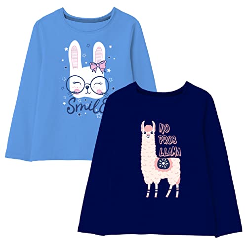 Image of minicult Cotton Printed Full Sleeve T Shirts for Girls(Pack of 2)(Pink 1)