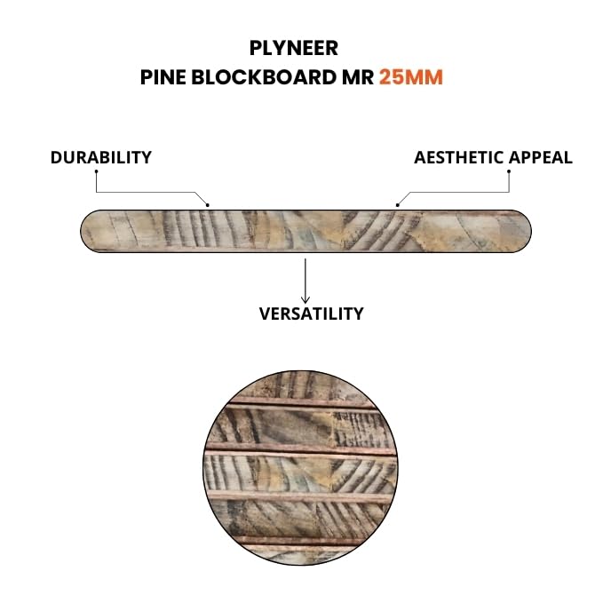 Image of Plyneer Pine Blockboard - High-Density Pine Veneer for Superior Strength & Stability | Ideal for Interior & Furniture Applications (25mm)-8ft x 4ft