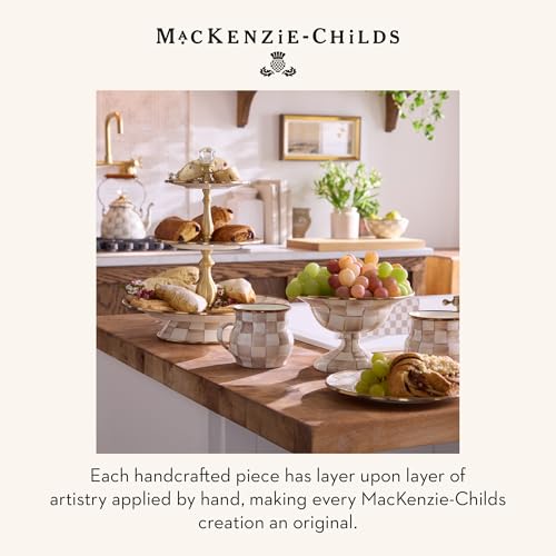 Image of MACKENZIE-CHILDS Two-Tier Sweet Stand, Brown-and-White Mocha Check