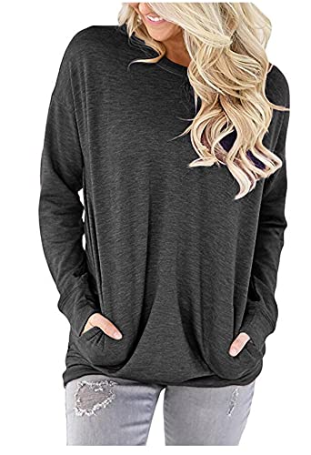 ONLYSHE Womens Crewneck Sweatshirt Casual Loose Fitting Tops Long Sleeve T Shirt