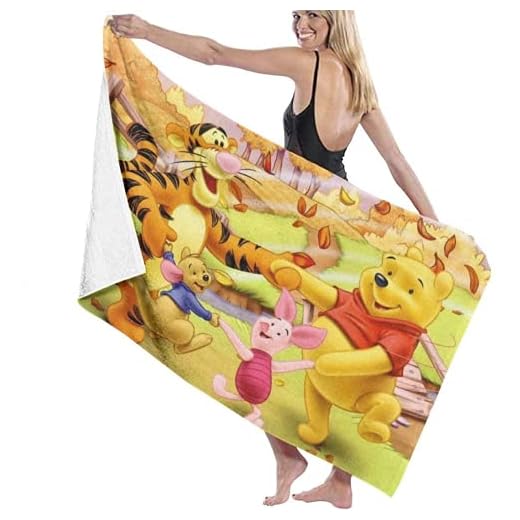 Nalle Puh strandlakan, mikrofiber mjuka stora överdimensionerade sängkläder tryck wrap strandhanddukar för badrumsdusch (R1, 100 x 200 cm)