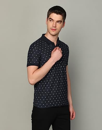 Image of INKKR Men's Printed Polo Neck Half Sleeve Multicolor T-Shirt