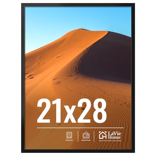 LaVie Home 21x28 Picture Frame for Wall Display, 21x28 Black Picture Frame with HD Plexiglas, 21 x 28 Poster Frame 1 Pack, Display Frame for Vertical or Horizontal, Classic Collection