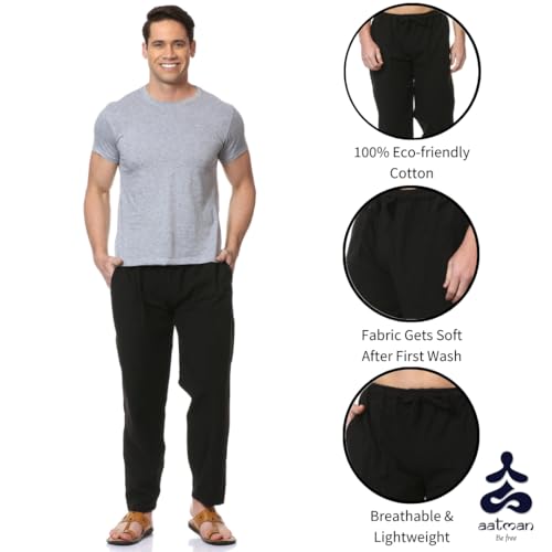 Image of Aatman One Size Men's Eco-Friendly Cotton Pyjama Pack of 2 | Fits Waist Size 28 to 36 Inches