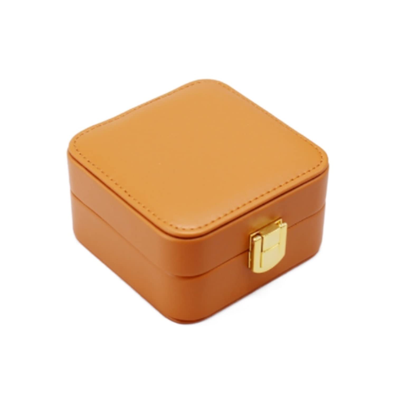 Organizer na Biżuterię Etui Na Biżuterię Podróżne Pudełko Z Biżuterią Mały Lustrzany Organizer Biżuterii Przenośny Futerał Podróżny Naszyjnik PU Przechowywanie Etui do Przechowywania(Oranje)