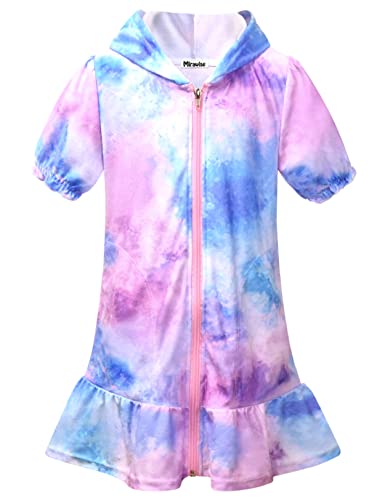 Mirawise Swim Cover Up for Girls Terry Swimsuit Coverup Hooded Zip Beach Bathrobe