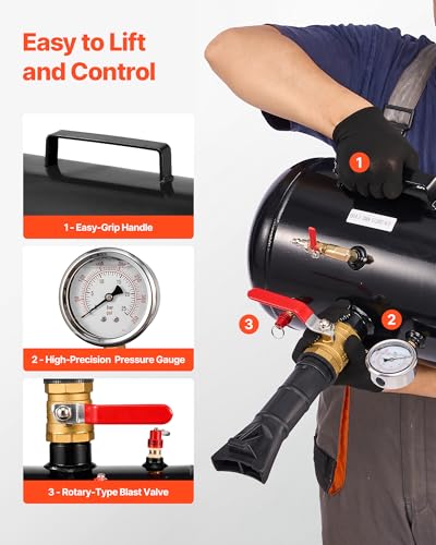 Image of VEVOR Air Tire Bead Seater, 5 Gal / 18.9 L, Heavy Duty Tire Bead Blaster Tool, 87-116 PSI Operating Pressure, Air Trigger Seating Inflator for Pickup, Truck, ATV, Jeep, Van, Lawn Tractor, RV, Black
