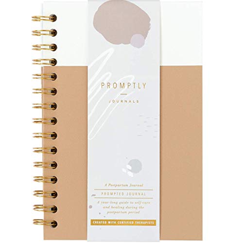 Promptly Journals, My Postpartum Journal: A Year of Self-Care (Cashew, Brown, Leatherette) | Postpartum Recovery Journal | Mental Health Journal for Moms | Gifts for New Moms