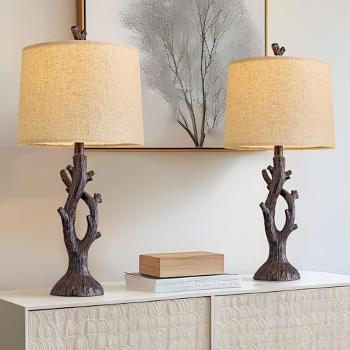 OYEARS 25" Farmhouse Table Lamp Set of 2 for Living