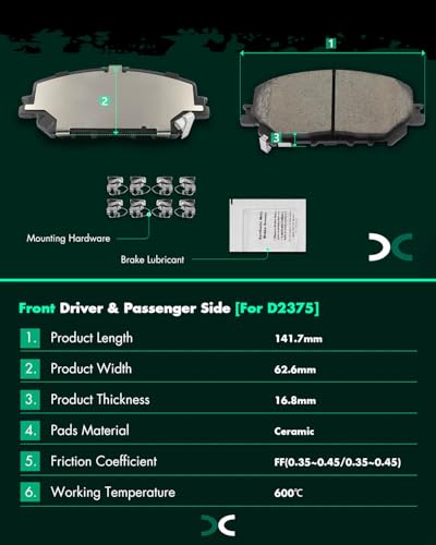 Image of SCITOO D2375 D2391 Front & Rear Ceramic Brake Pads Sets w /Hardware Replacement For Nissan For Rogue 2021-2024