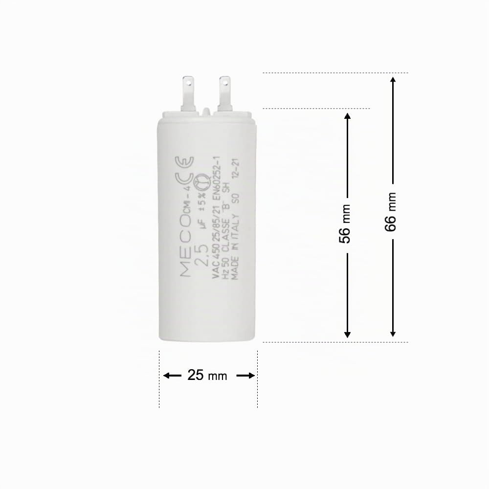 Produktbild von Kondensator 2,5 µF Für SOMFY-Rollladenmotor – 400V, Faston 2,8 Mm, 1 Jahr Garantie – Italienische Qualität