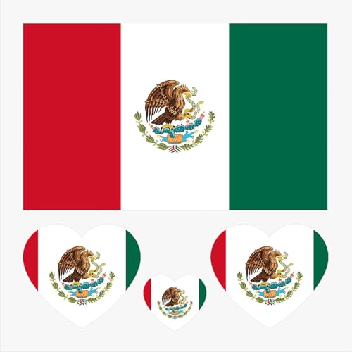 Mexican Flag Tattoos, 40Pcs Sports Body Face Waterproof Sweat Tattoos Stickers For Men Teenages Women(Mexico)