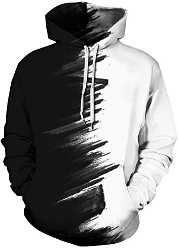 PADOLA Hombre Sudaderas con Capucha Impresión 3D Hoodie con Bolsillo Motivo navideño de Halloween Manga Larga Streetwear Causal (XL, Dibujar)