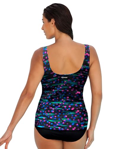 Women's Chlorine Resistant Print Scoop Neck Tankini Top2