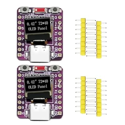 Binghe ESP32-C3 Módulo ESP32-C3 OLED Placa de Desarrollo con 0.42" OLED Display y 2.4G WiFi Bluetooth 4MB Flash Interfaz USB Tipo C para Desarrollo de IoT Compatible con Arduino(2 Pezzi) | Ya disponible en tu tienda friki favorita! En mundofriki.es!