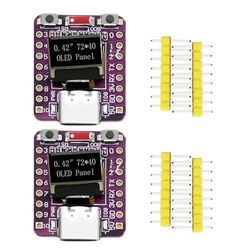 Ya en mundofriki.es: Binghe ESP32-C3 Módulo ESP32-C3 OLED Placa de Desarrollo con 0.42" OLED Display y 2.4G WiFi Bluetooth 4MB Flash Interfaz USB Tipo C para Desarrollo de IoT Compatible con Arduino(2 Pezzi)