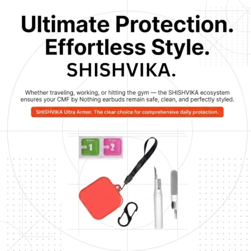 Image of SHISHVIKA Case Cover Compatible for CMF by Nothing Buds Pro 2 / Buds 2 Plus /Buds 2 (Orange, Combo - Kit)