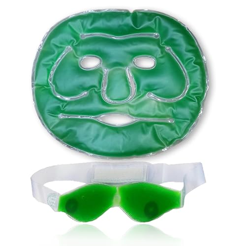 Image of Aqua Ice Face & Eye Cooling Gel Mask and Aloe Vera Gel Mask Ice Pack for Face and Eye Patches Remove Dark Circles, Fatigue Cool Eyes Patch Pads Eye Care | Facial Skin Refresh Face Mask for Hot & Cold Therapy (Large Aloe Face Mask, Aloe Magnetic Eye Mask)