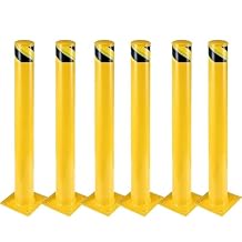 PioneerWorks Safety Bollard Post 6 Packs, 36 Inch Height Steel Bollards, 4.5 Inch Diameter Parking Bollard, Yellow Powder Coated Safety Parking Barrier Post, for Traffic Sensitive Areas