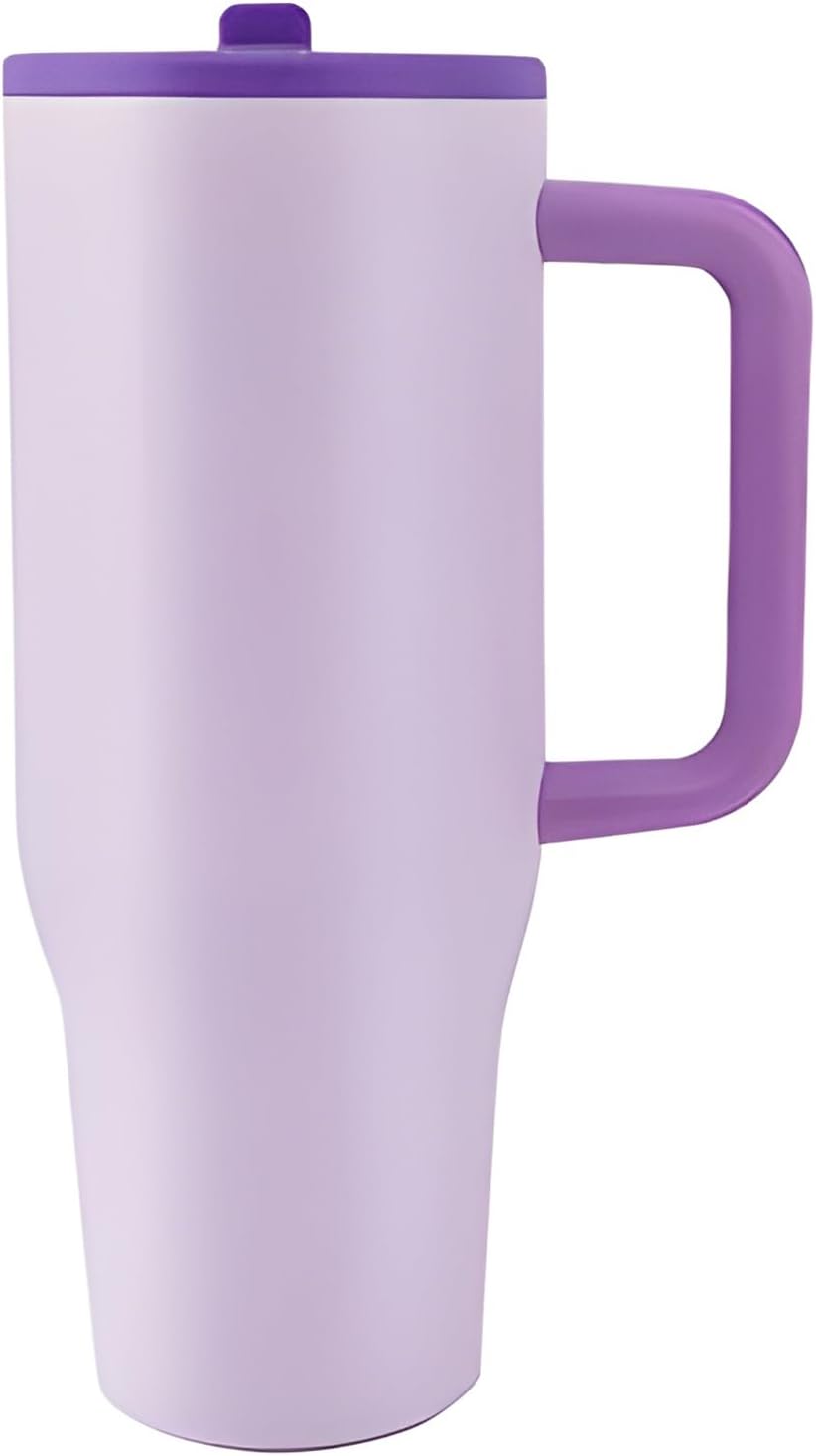 Modern 40 oz Tumbler with Handle & Simple Flip Straw – Car Cup Holders, Leak Resistant Water Bottle-Reusable Insulated Stainless Steel & Rubber Base – Gifts for Women & Men | Traveler (Lilac Glow)