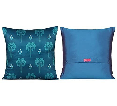 Image of India Circus by Krsnaa Mehta Chevron Safari Multicolor Satin Blend Cushion Pillow Covers Set of 5 (16 x 16 Inches)
