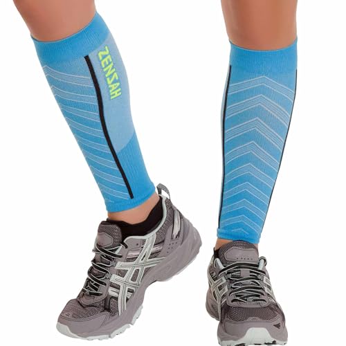 Zensah Featherweight Compression Leg Sleeves - Relieve Shin Splints, Calf Strains