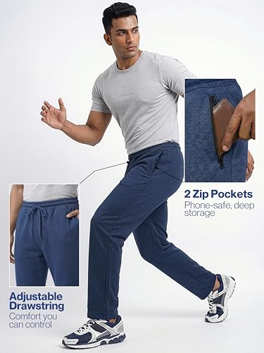 Image of Fflirtygo Mens Straight Fit Track Pants with Zip Pockets | Cotton Joggers Gym | Lower for Men | Sweatpants Sizes Upto 6XL