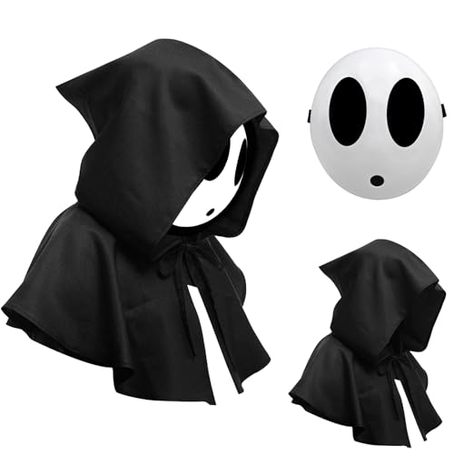 Xinxiaomeng 2Pcs Shy Guy Mask with Cloak Anime Mask - White Dream Halloween Costume Cosplay Props