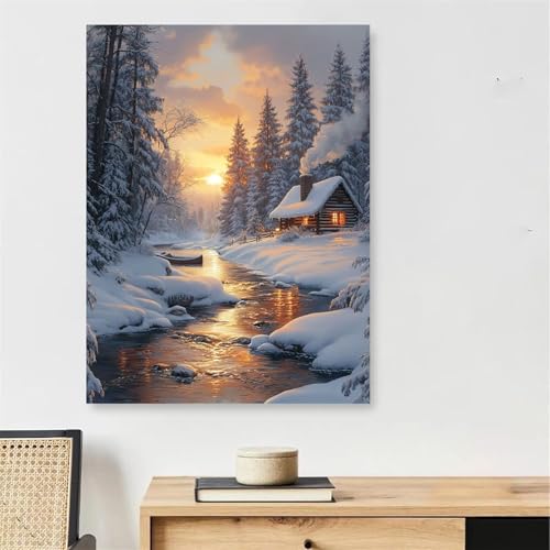 Peinture par Numéro Adulte Neige pour une Soirée Cocooning et Déco Murale Salon
